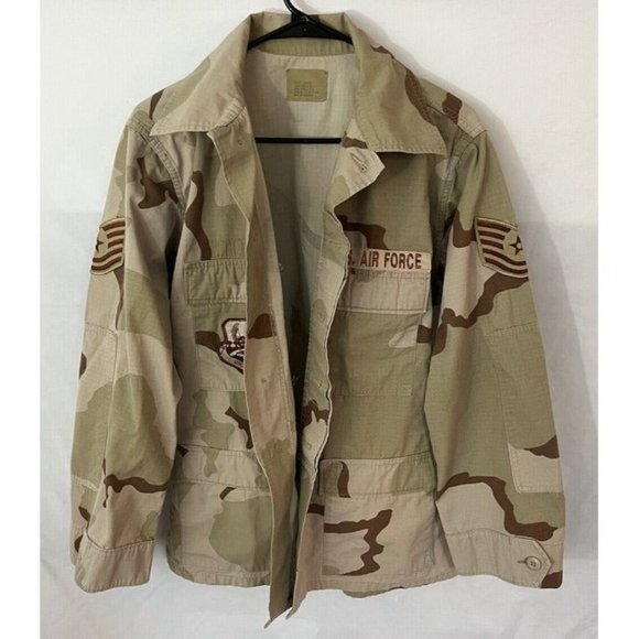 US Air Force Desert Camouflage Jacket/Coat Men’s Size Medium W/Patches USCENTAF - Picture 2 of 12